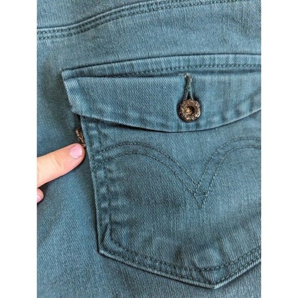Levi's Women's Mid Rise Skinny Green Jeans Pants 8M flap pockets - Picture 3 of 6